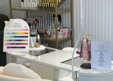 Nail polish selection at Sands Beauty Lounge, Torquay, Victoria, AU, showcasing vibrant, colorful options.