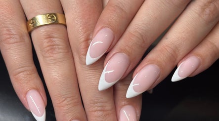 Elegant French manicure at The Lux Cocoon Sands Beauty Lounge, Torquay, Victoria, AU.
