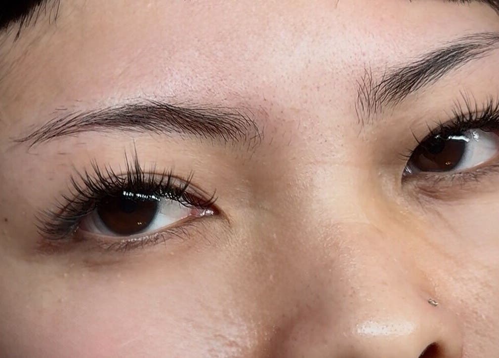 Close-up of eyelash extensions at Fi Lash Nail Studio in Vancouver, British Columbia, CA.