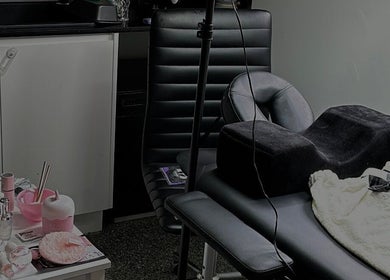 Dermal glowz beauty station with elegant black chair in Punchbowl, New South Wales, AU.