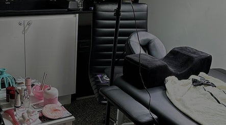 Dermal glowz beauty station with elegant black chair in Punchbowl, New South Wales, AU.