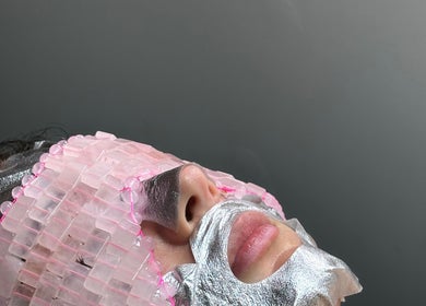 Luxurious face treatment at Dermal Glowz, Punchbowl, New South Wales, AU, showcasing a calming silver mask.