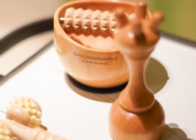 Wooden massage tools at Ash Center Salon, Madinah, Al Madinah Province, SA enhance relaxation and wellness.