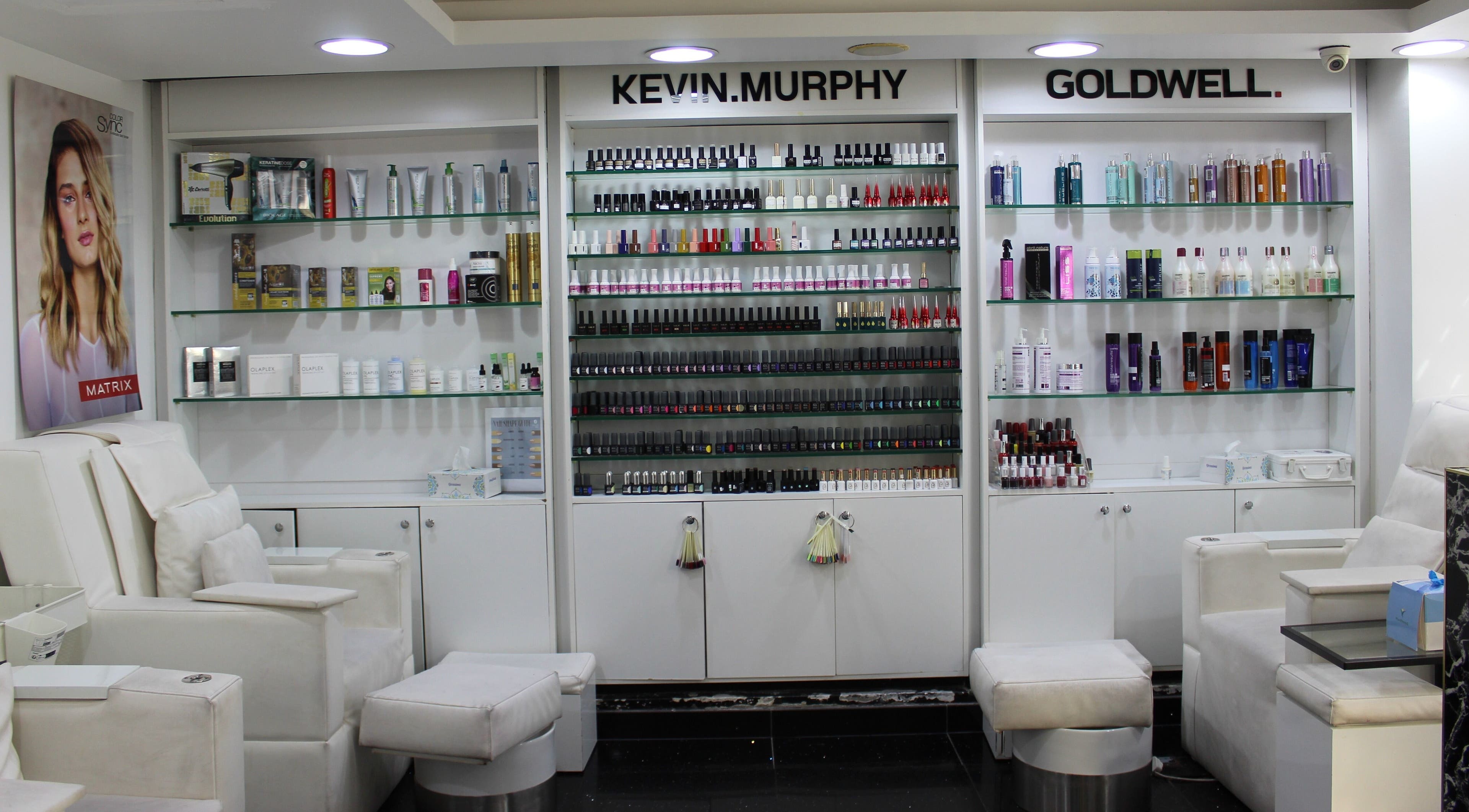 Elegant interiors featuring products at Black & White Salon, Dubai, Dubai, AE.