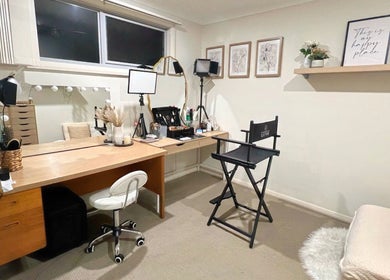 Chic makeup studio at Makeup by Mariana Pino, Sydney, New South Wales, AU, featuring professional beauty setup.
