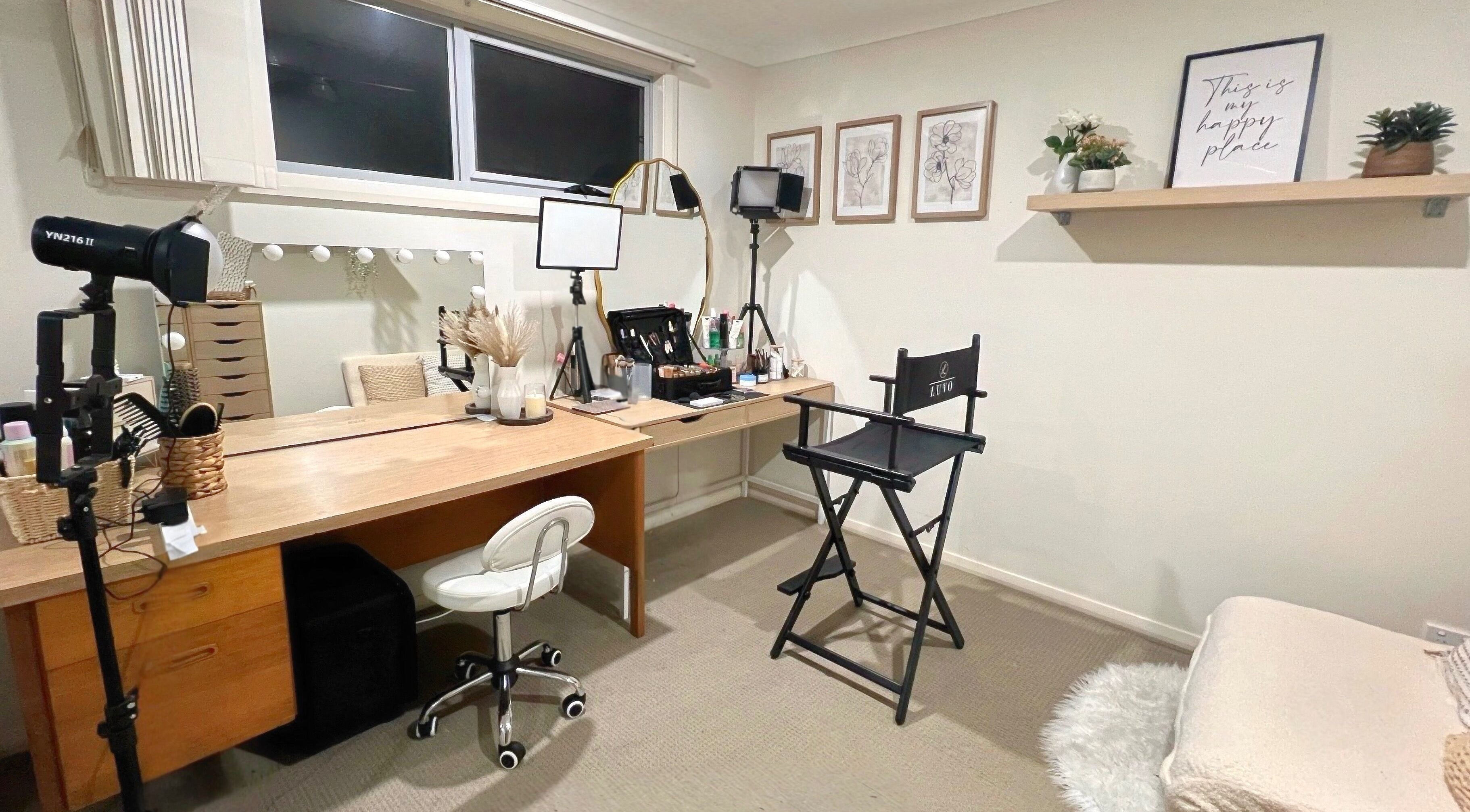 Chic makeup studio at Makeup by Mariana Pino, Sydney, New South Wales, AU, featuring professional beauty setup.