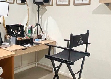 Professional makeup station at Makeup by Mariana Pino in Sydney, New South Wales, AU, featuring a director's chair.