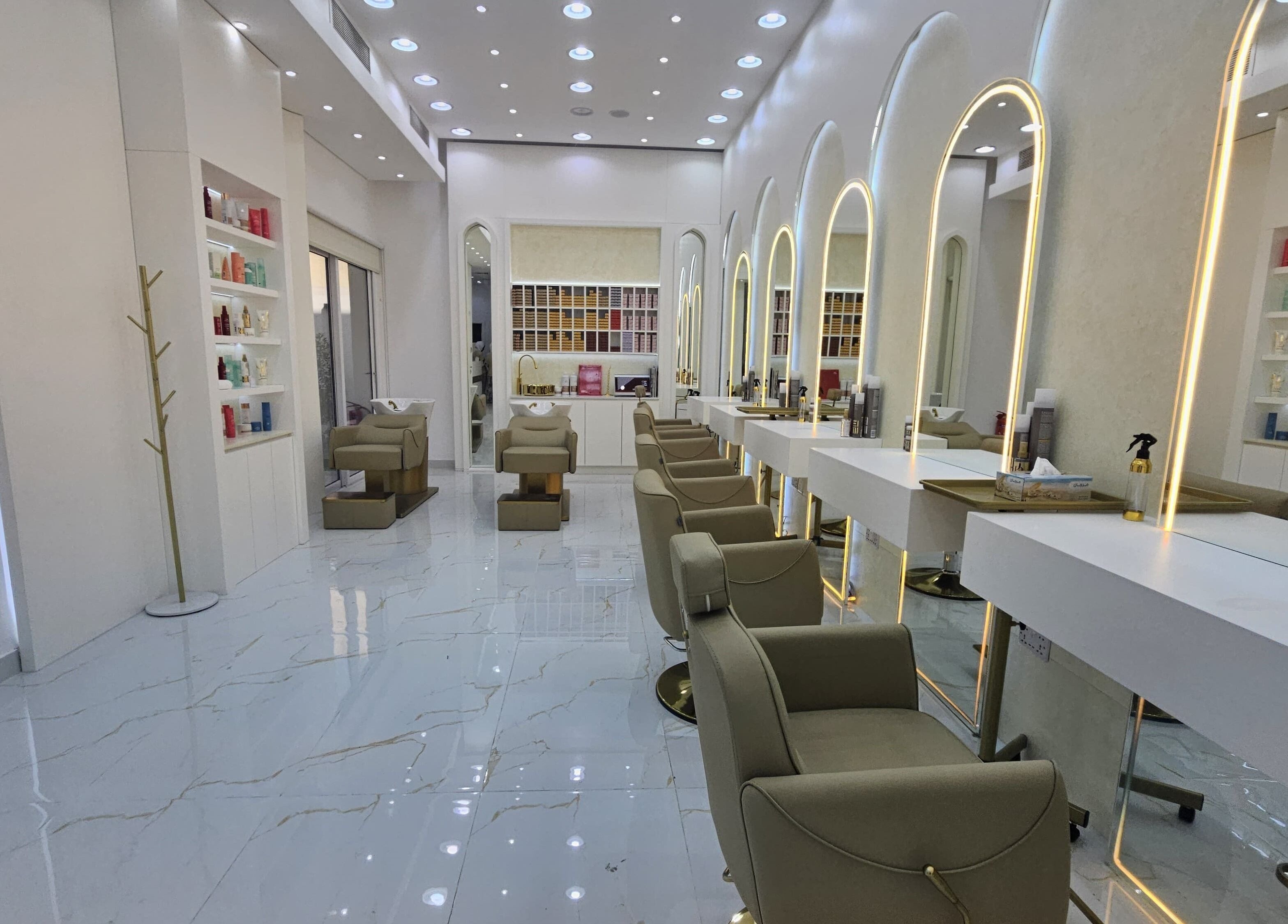 Modern salon interior with chic chairs at Azalea Beauty Center, Sharjah, Sharjah, AE.