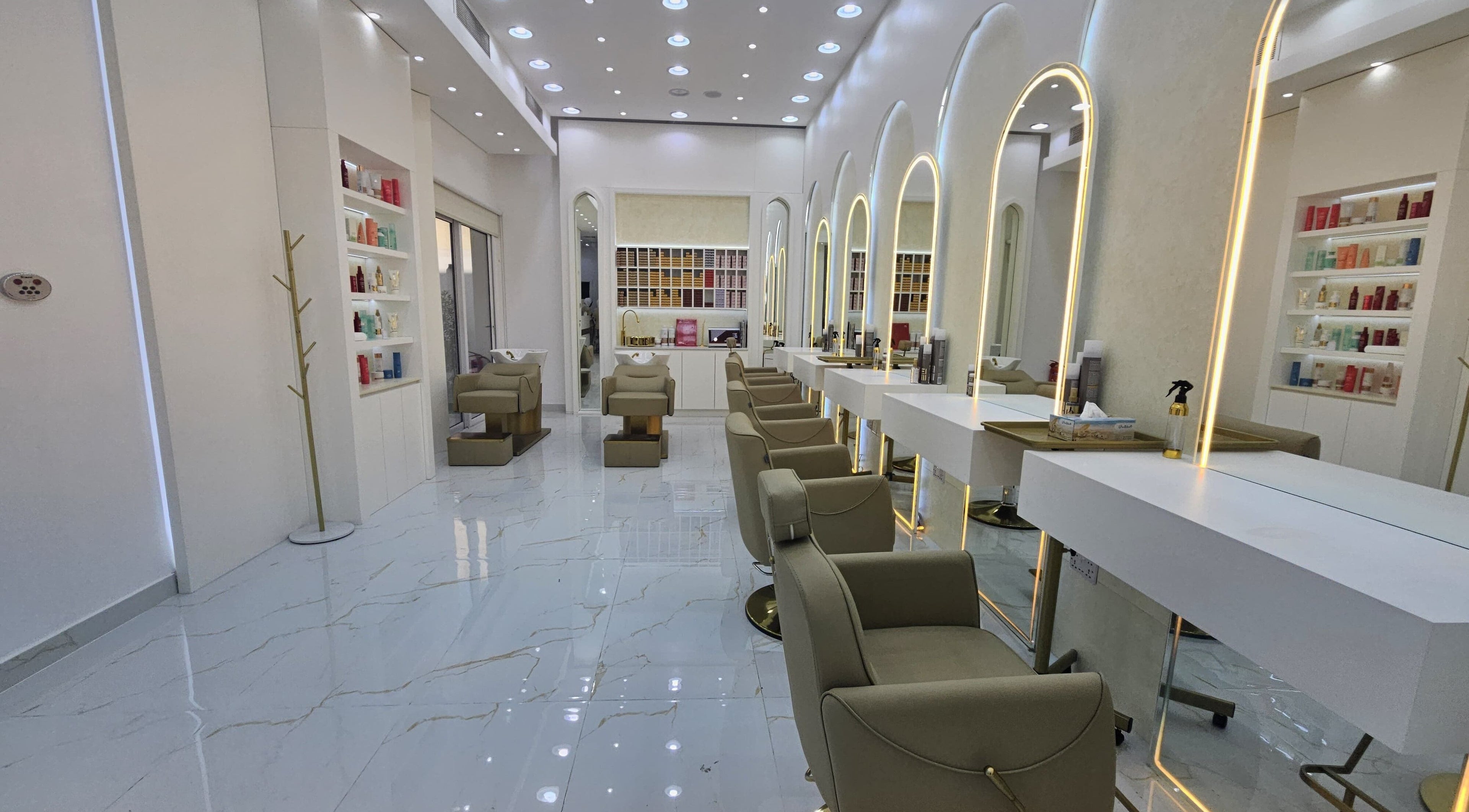 Modern salon interior with chic chairs at Azalea Beauty Center, Sharjah, Sharjah, AE.
