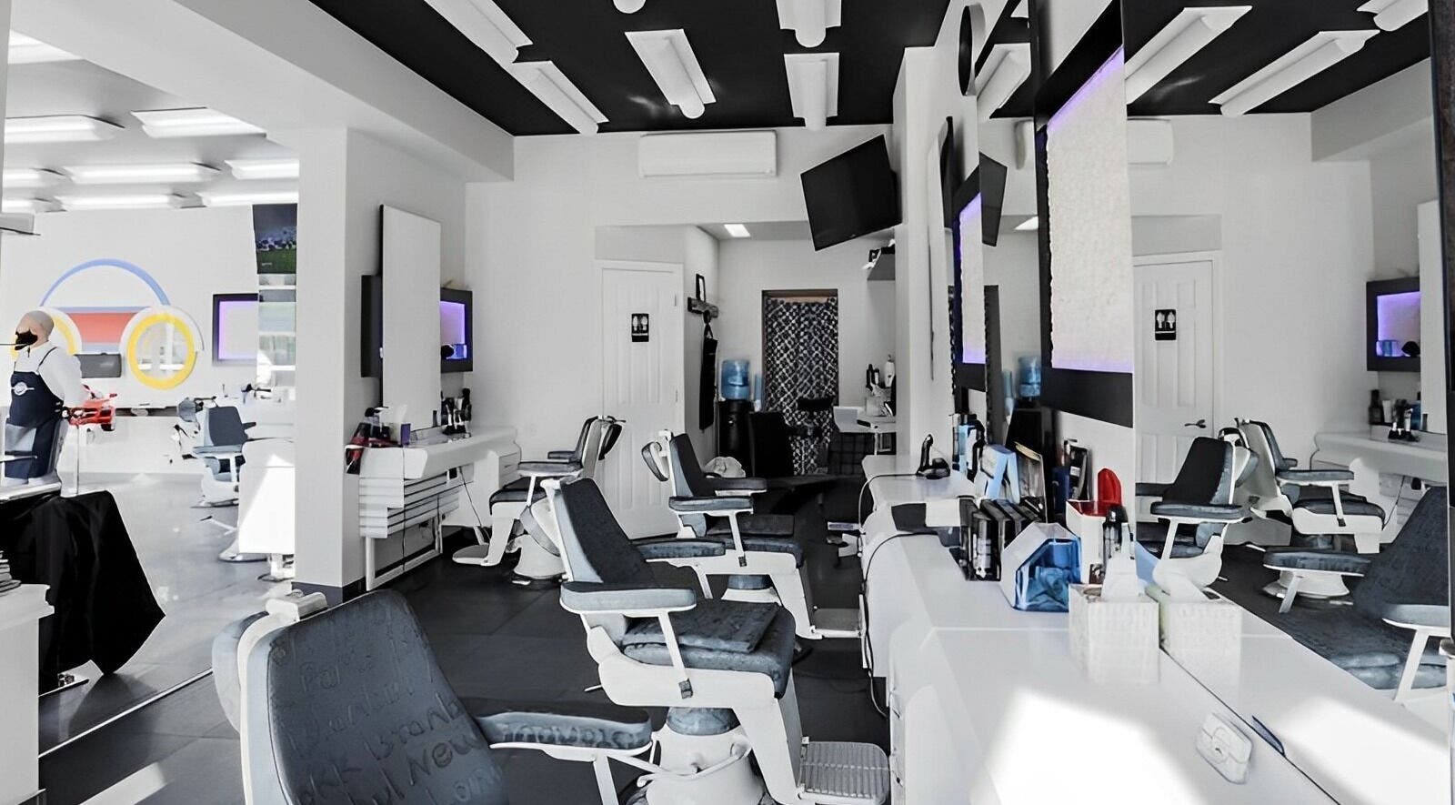 Modern barber chairs at Bosphorus Hair for Men, Brooklyn, New York, US offer a stylish grooming experience.