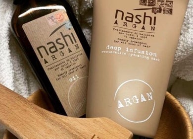 Nashi Argan products displayed at Lily Hair Studio, Barcelona, Catalunya, ES for ultimate hair care.