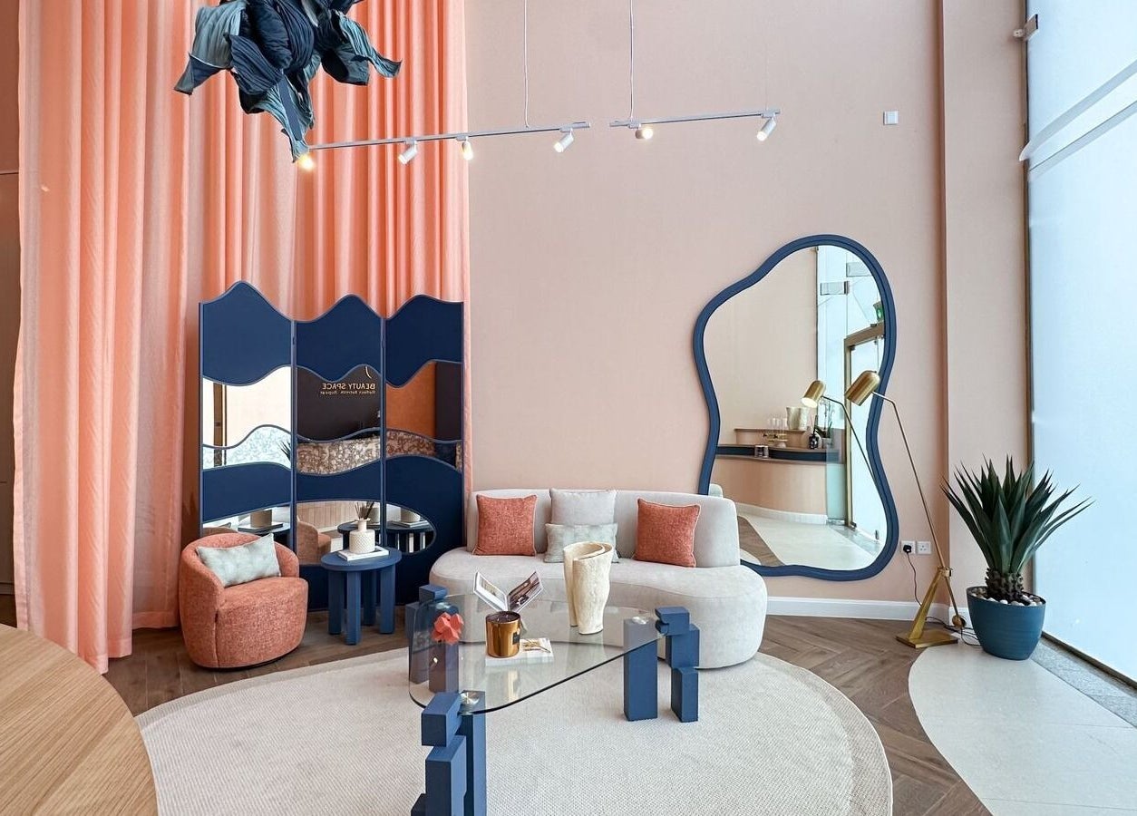 Chic interior of Re Beauty Space in Riyadh, Riyadh Province, SA featuring modern seating and stylish decor.