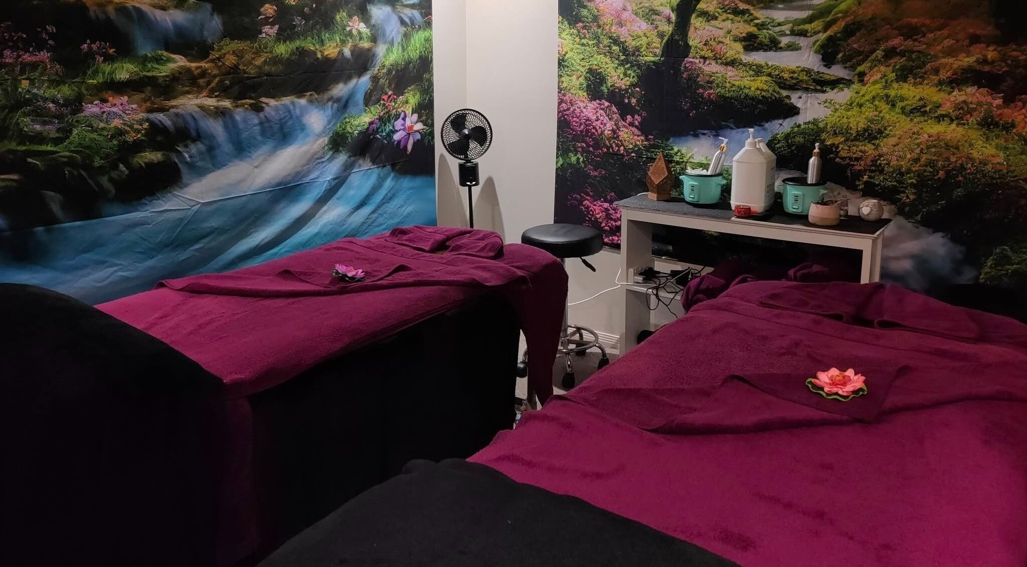 Luxurious massage room in Blissage Day Spa Sanctuary, Tamborine Mountain, Queensland, AU.