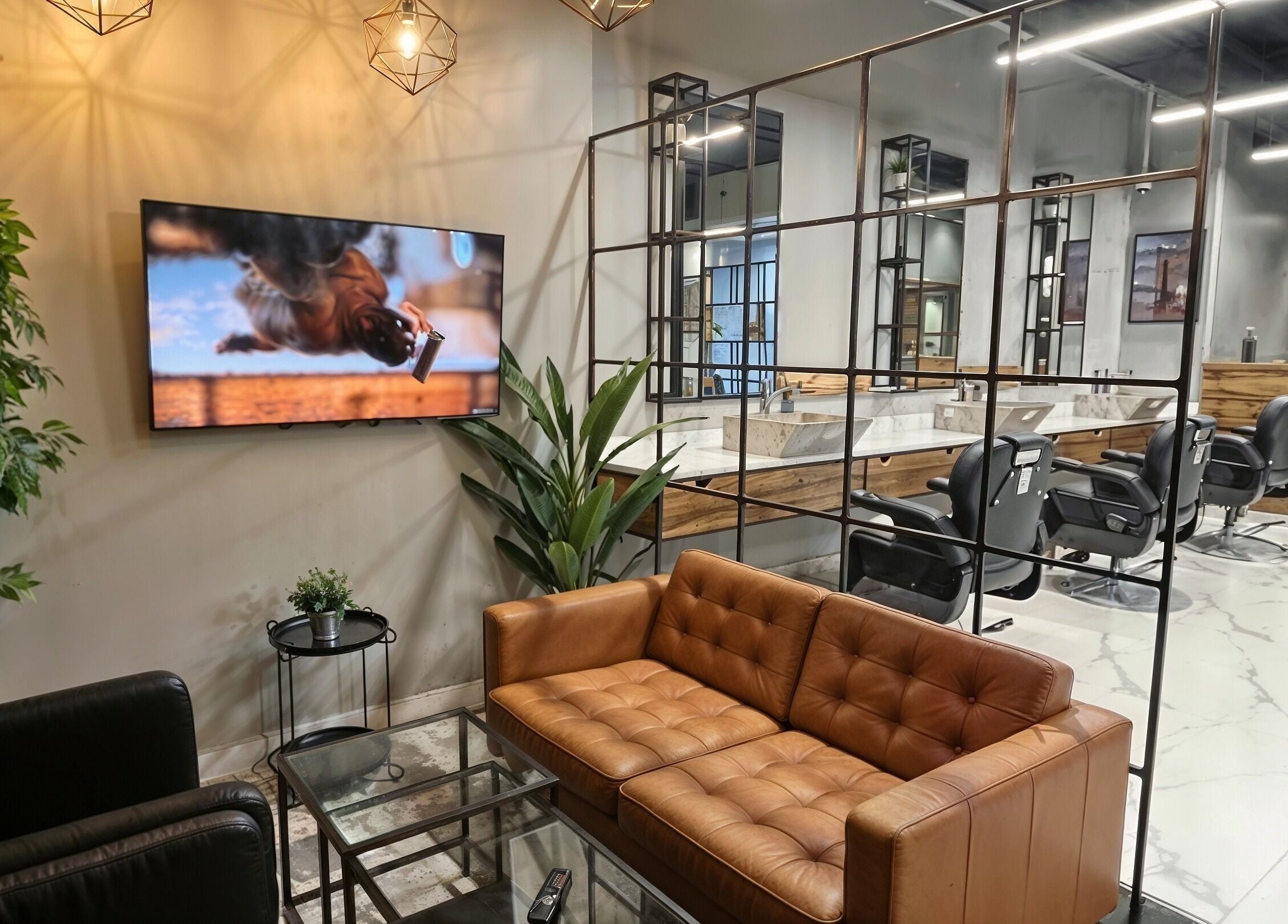 Modern lounge and barber chairs at Yousef Afandi - Suleymaniya I يوسف افندي - السليمانية, Riyadh, Riyadh Province, SA.