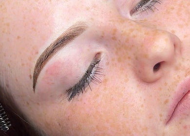 Close-up of a client's styled eyebrows at Browsbygraciee in Watford, England, GB, showcasing professional beauty care.