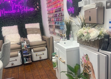 Luxurious manicure and pedicure setup at Waritsara Studio Nails in Oundle, England, GB.