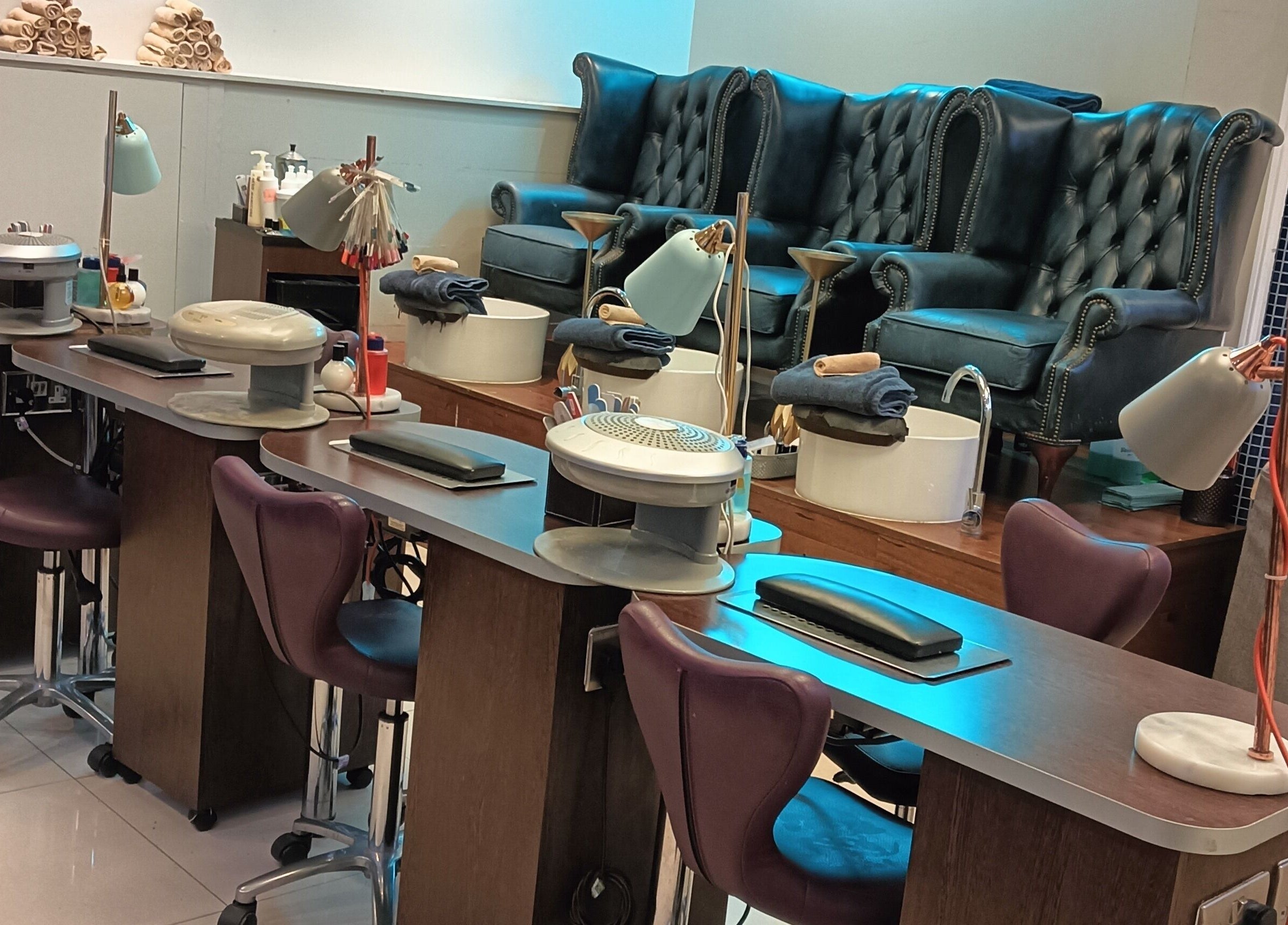Elegant nail stations at Camden beauty spa, London, England, GB offering luxurious treatments.