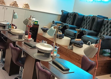 Elegant manicure and pedicure stations at Camden Beauty Spa in London, England, GB.