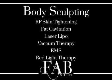 Body sculpting services at FAB Studio, Neerabup, Western Australia, AU, include RF skin tightening and EMS.