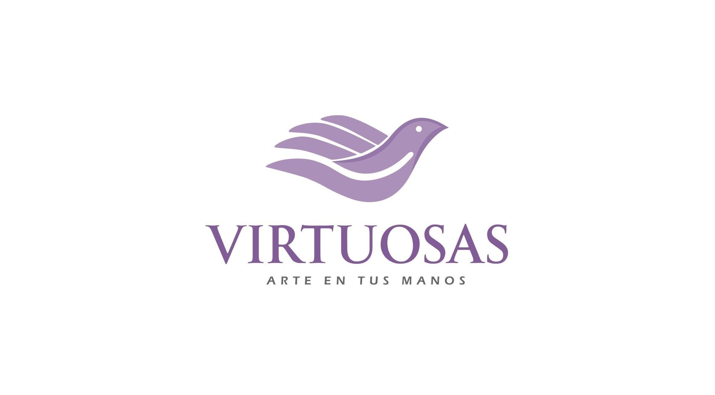 Logotipo púrpura de Virtuosa's nails estudió en Cartagena, Bolívar, CO, destacando su arte en las uñas.