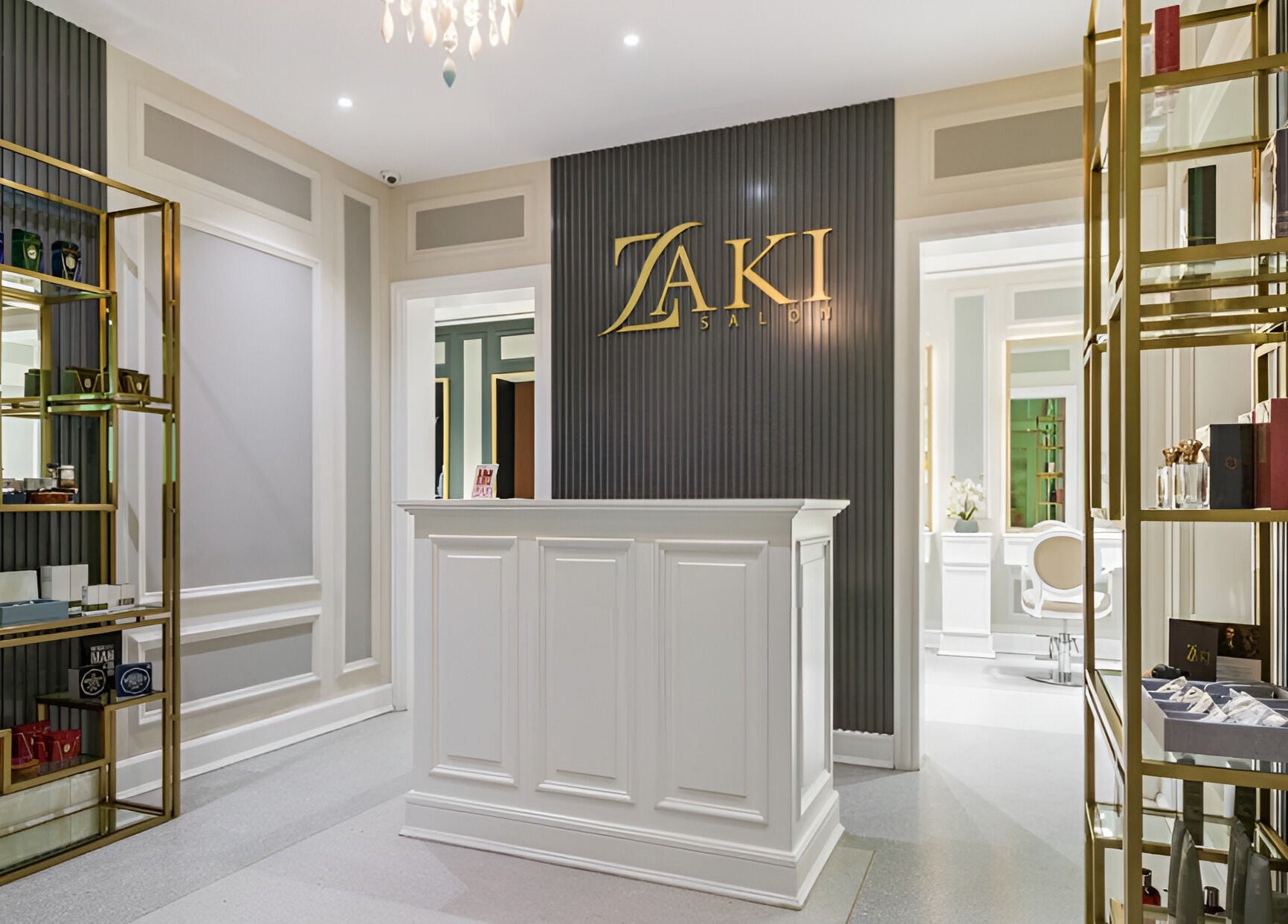 Reception of Zaki Gents Salon - Anantara in Dubai, Dubai, AE, showcasing elegant decor and plush ambiance.