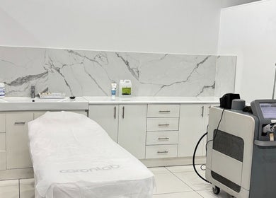 Modern treatment room at Rina's laser and beauty clinic, Merrylands West, New South Wales, AU.