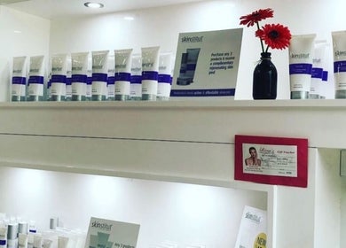 Skincare products displayed at Rina’s laser and beauty clinic, Merrylands West, New South Wales, AU.