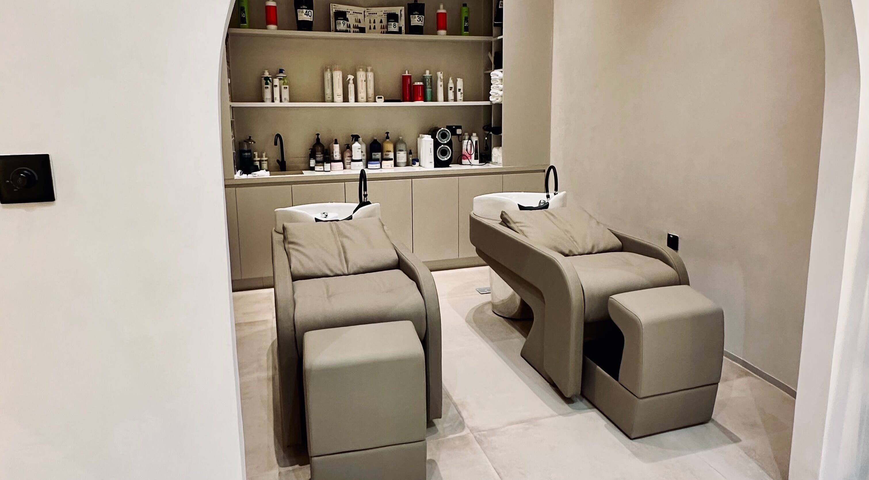 Luxurious washing station at Olea Wellness Beauty Salon, Dubai, Dubai, AE offers a serene salon experience.