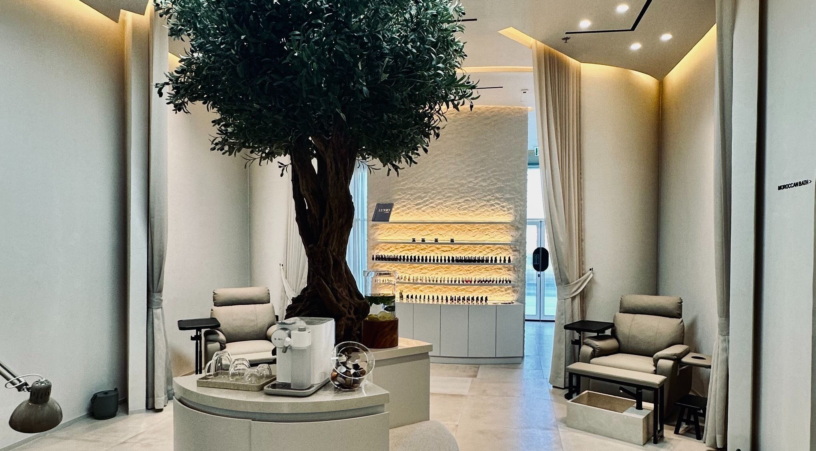 Luxurious spa interior at Olea Wellness Beauty Salon, Dubai, Dubai, AE, featuring elegant seating and decor.