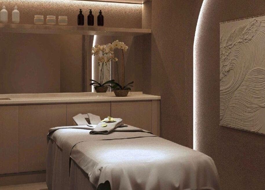 Relaxing treatment room at Olea Wellness Beauty Salon in Dubai, Dubai, AE with calming decor and ambient lighting.