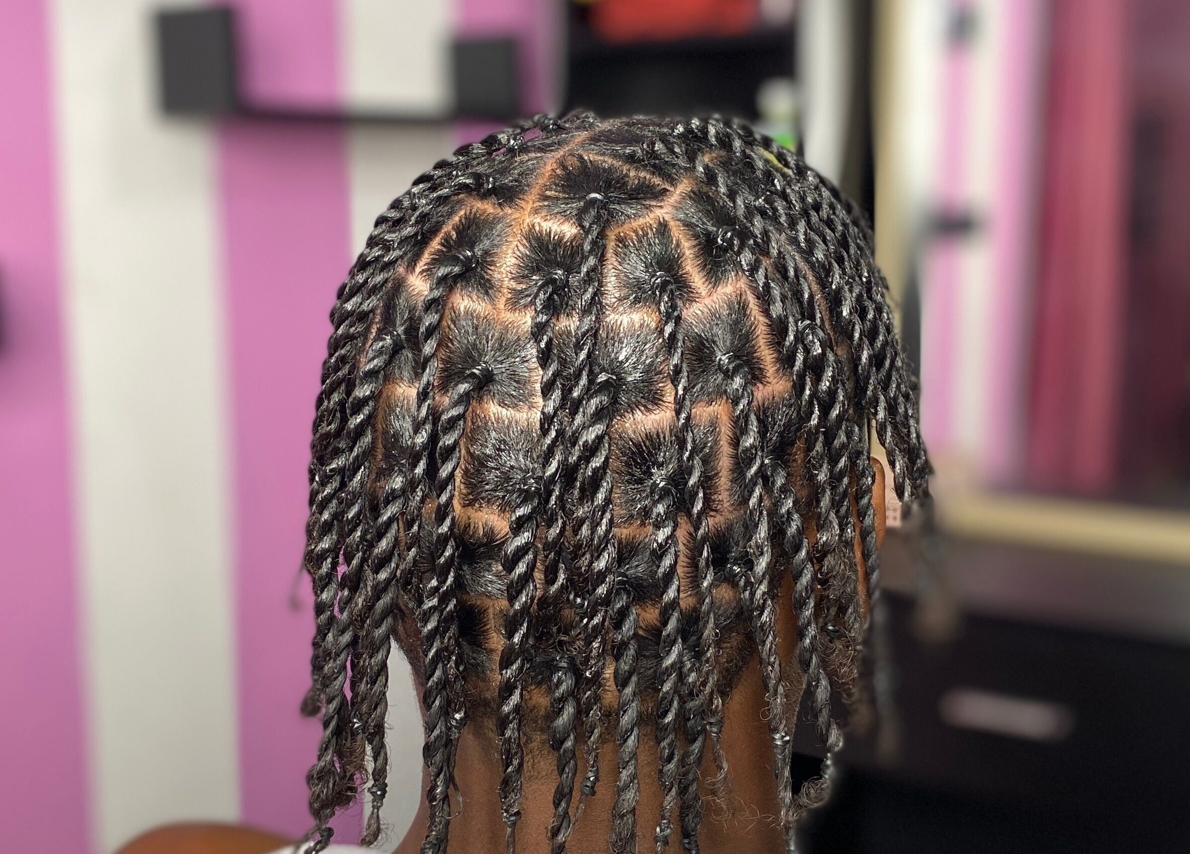 Twisted hairstyle at Elite Strands, Basseterre, Saint George Basseterre Parish, KN.