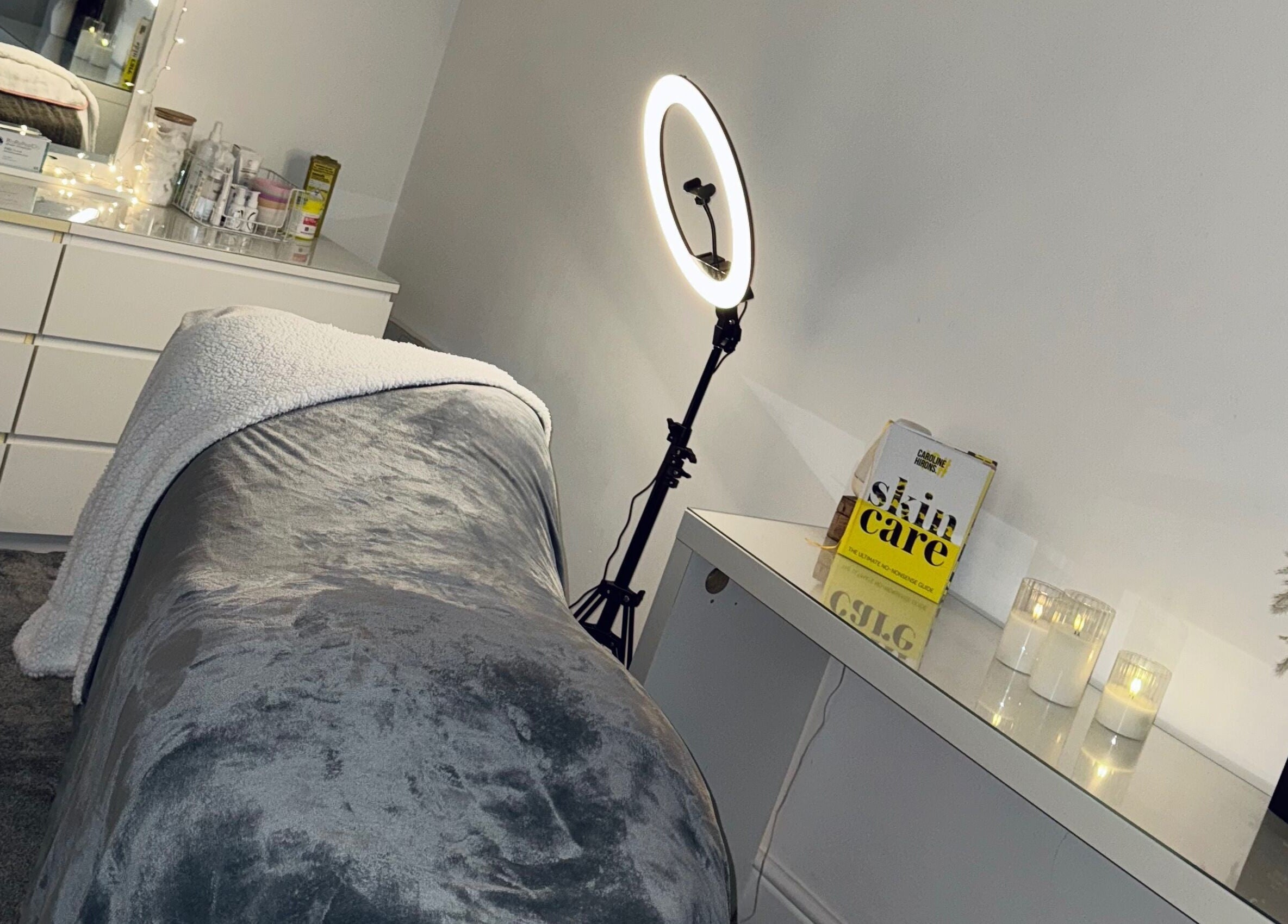 Elegant skincare room at Nu Glow by Teri, Worsley, England, GB with serene decor and glowing ambiance.
