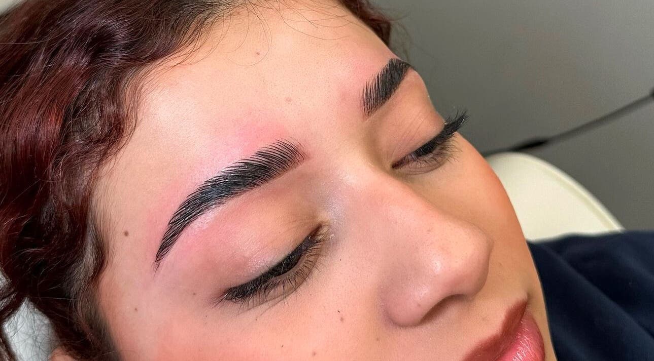 Stunning eyebrow artistry at SmBrowArtist in Downey, California, US, showcasing precise detailing.