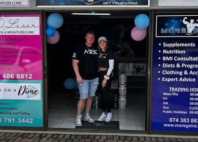 Bodi Laser entrance in Benoni, Gauteng, ZA with a welcoming duo showcasing spa services.