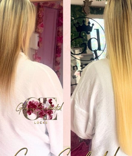 Stunning hair transformation at Gracesenchantedlocks in St Albans, England, GB with vibrant blonde extensions.