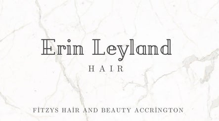 Elegant ErinLeylandHair logo over a marble texture in Accrington, England, GB.