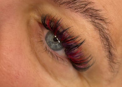 Colorful eyelash extensions at Lash Lab by Cleo in Port Talbot, Wales, GB, showcasing expert beauty care.