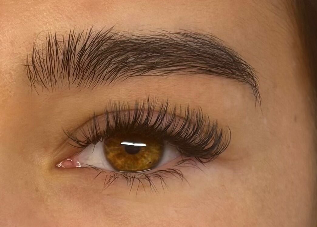 Close-up of eyelash extensions at Lash Lab by Cleo, Port Talbot, Wales, GB. Highlighting lash detail.
