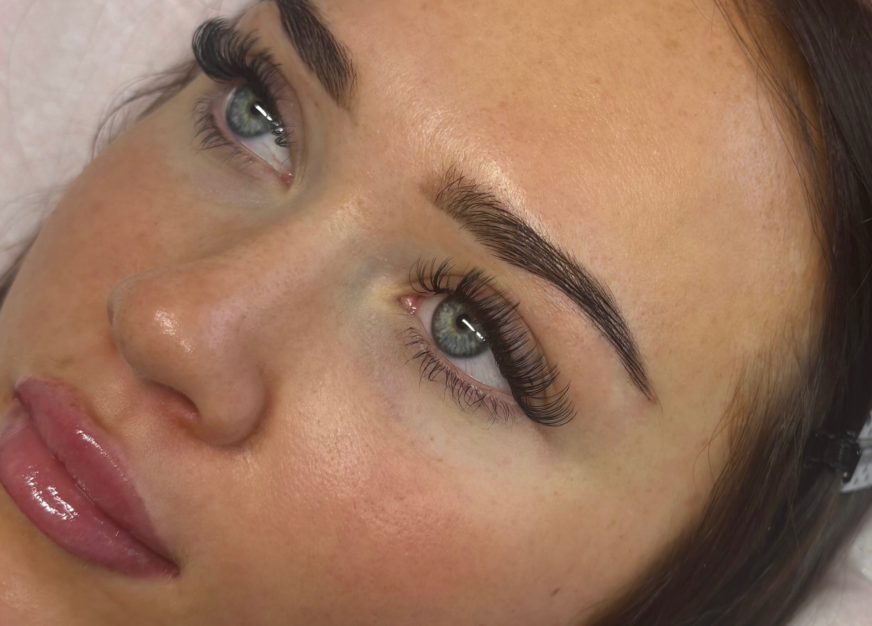 Close-up of lush eyelashes at Lash Lab by Cleo, Port Talbot, Wales, GB. Beautiful result of eyelash treatment.