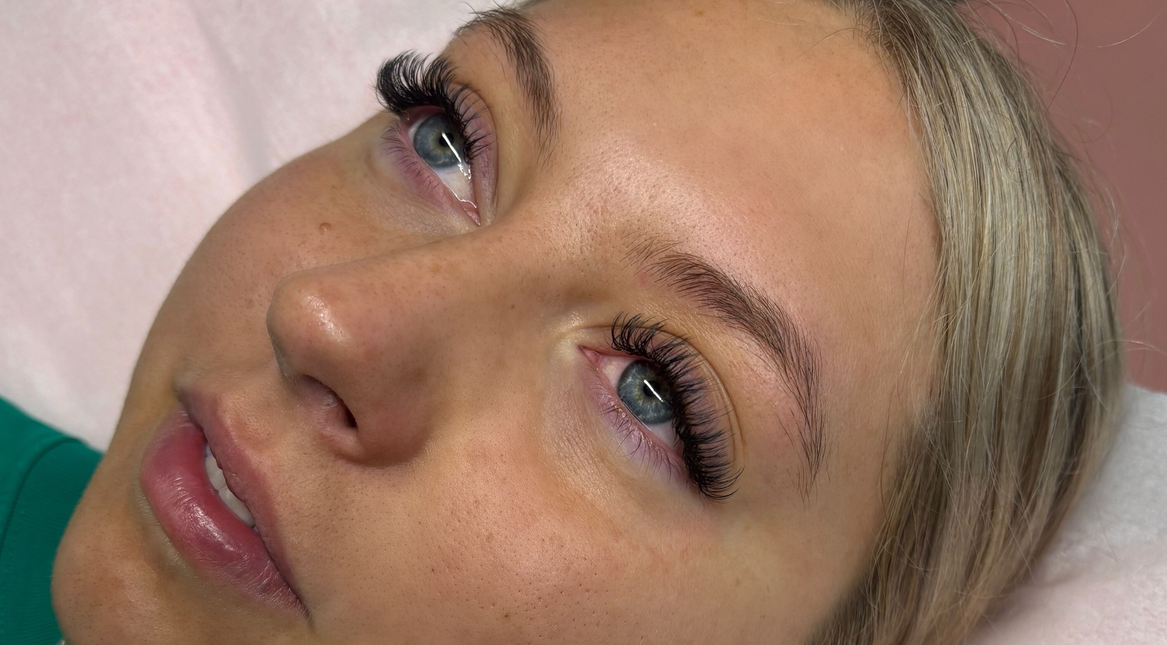 Close-up of styled eyelashes at Lash Lab by Cleo, Port Talbot, Wales, GB.
