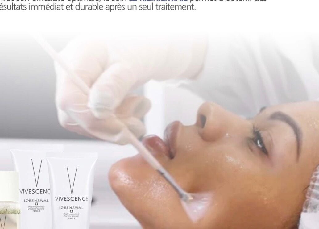 Soin facial professionnel chez Kaby esthetique à Saint-constant, Québec, CA, utilisant Vivescence Peeling.