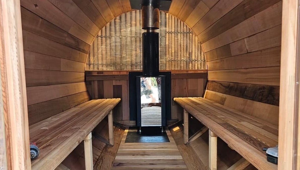 Interior of a wooden sauna room at FICE Recovery Burleigh, Queensland, Queensland, AU offering relaxation.