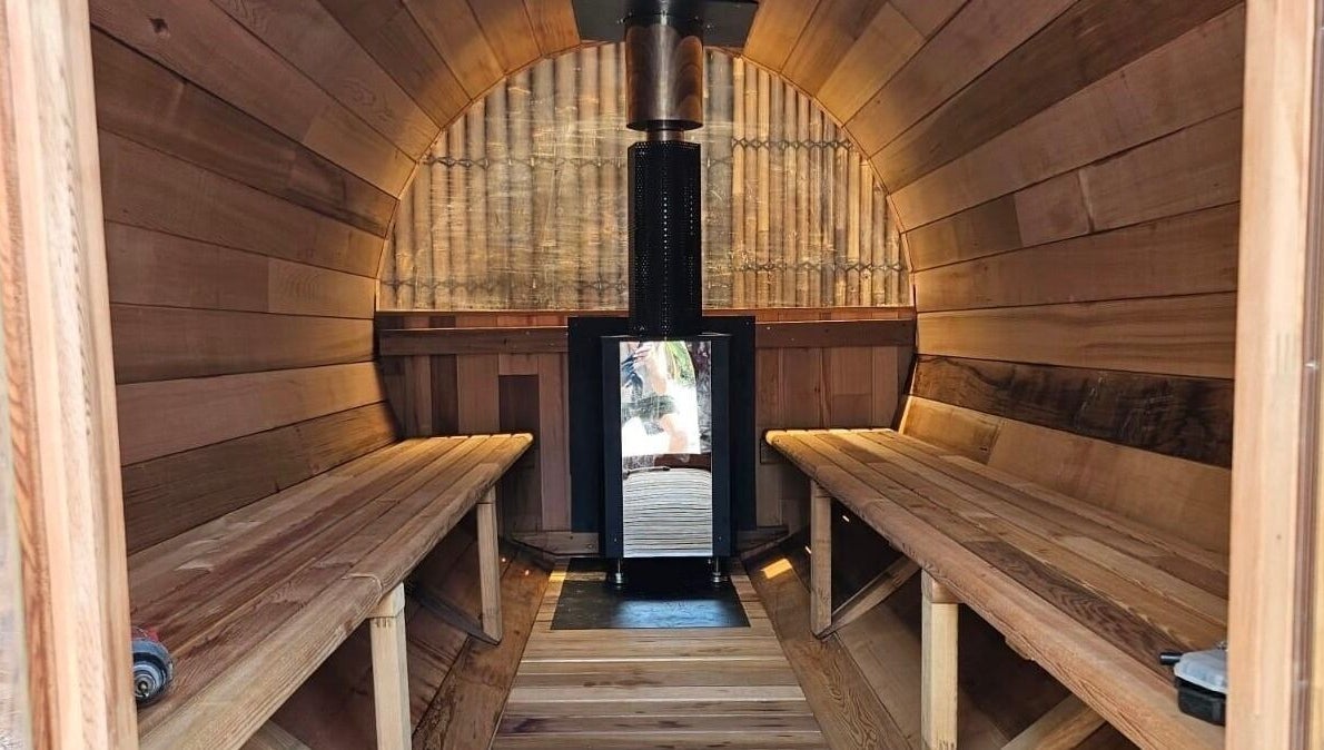 Interior of a wooden sauna room at FICE Recovery Burleigh, Queensland, Queensland, AU offering relaxation.