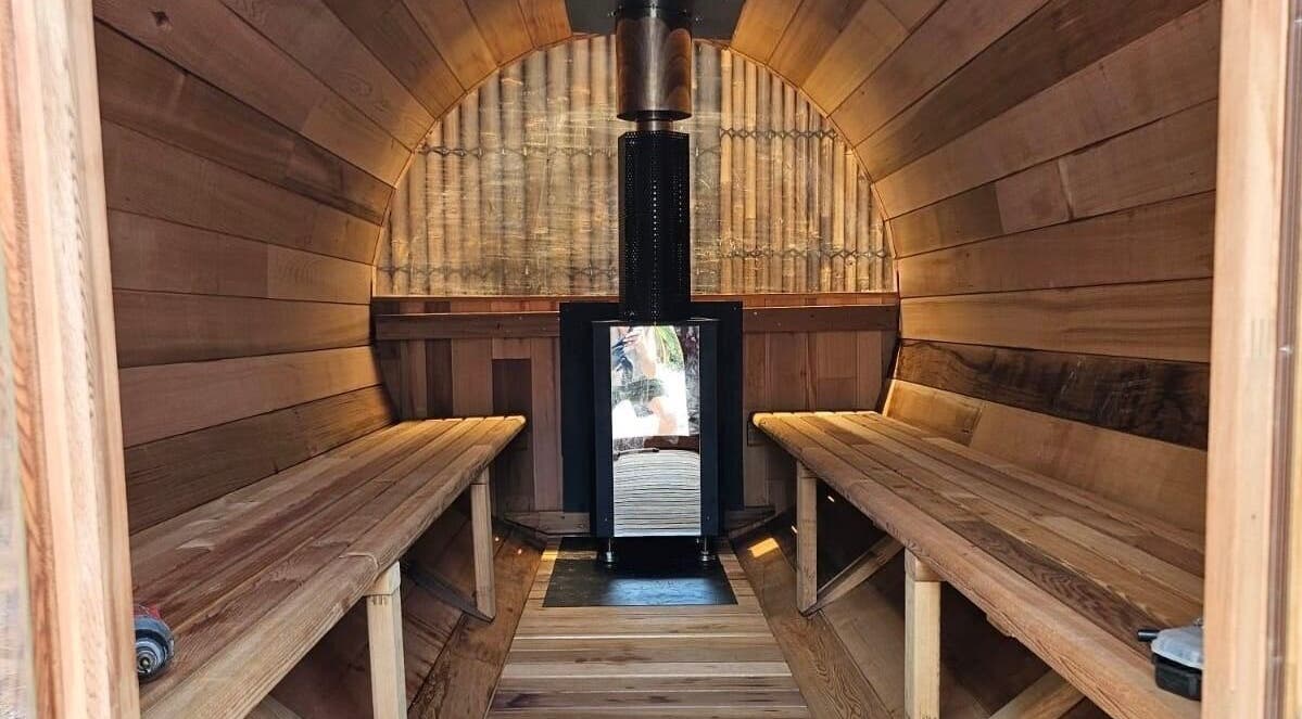 Interior of a wooden sauna room at FICE Recovery Burleigh, Queensland, Queensland, AU offering relaxation.