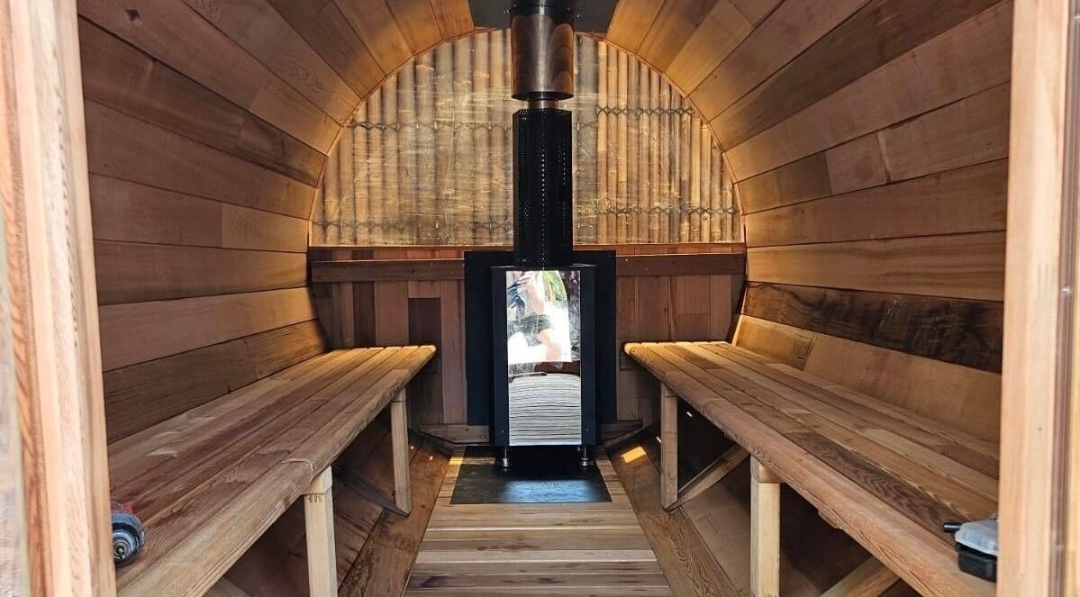 Interior of a wooden sauna room at FICE Recovery Burleigh, Queensland, Queensland, AU offering relaxation.