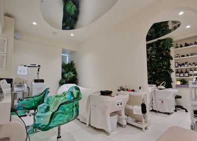 Luxurious spa room at Hairmonic Head Spa London, featuring elegant decor and equipment in London, England, GB.