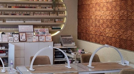 Interior of MUSE Nailhouse in Bali, Bali, ID showcasing stylish decor and nail polish display.