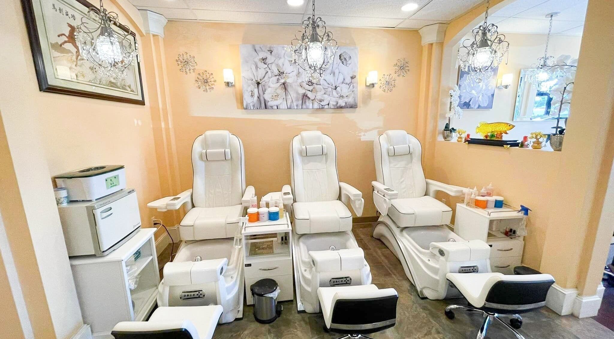 Luxurious pedicure chairs at Beauty Nails, Vancouver, Washington, US offering a serene spa experience.