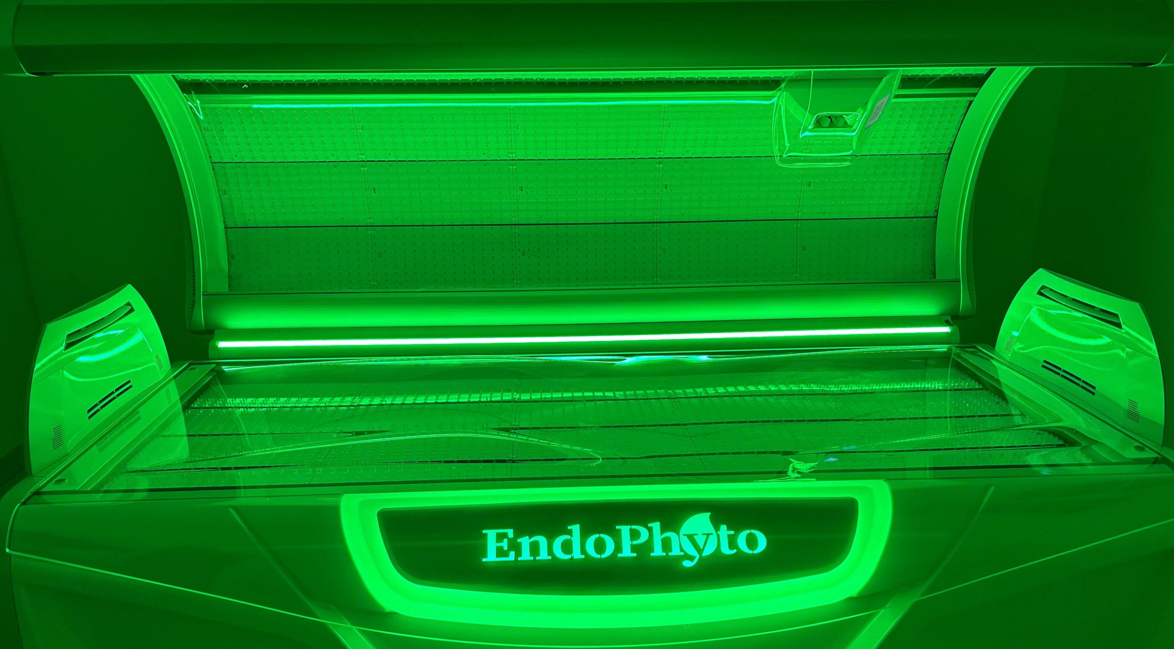 Lit de bien-être lumineux chez Endophyto, Sainte Rose, Guadeloupe, FR. Expérience relaxante inégalée.