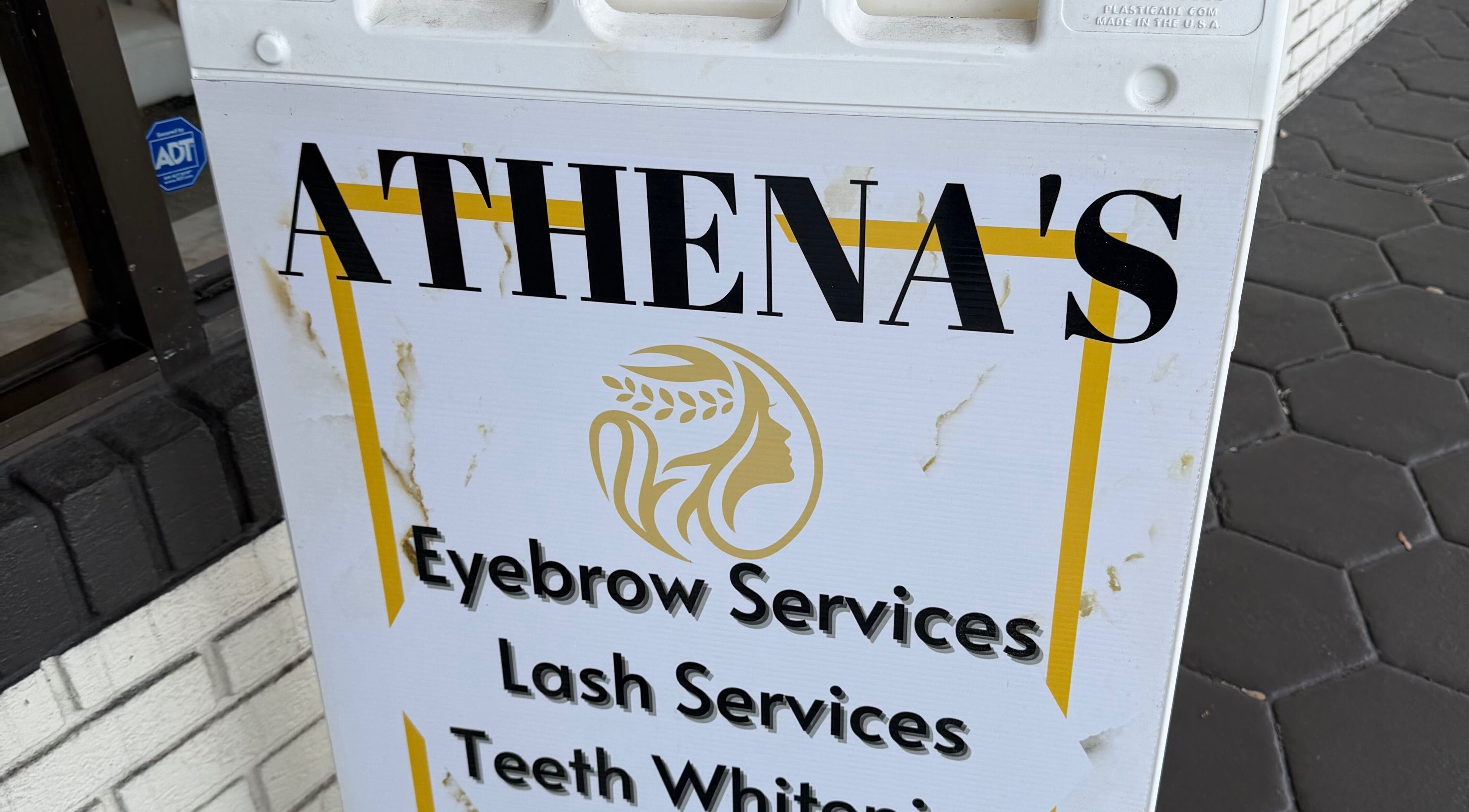Athenas Aesthetics signage offering beauty services in Hollywood, Florida, US
